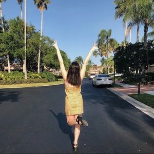 Urban Outfitters Yellow Plaid Mini Dress